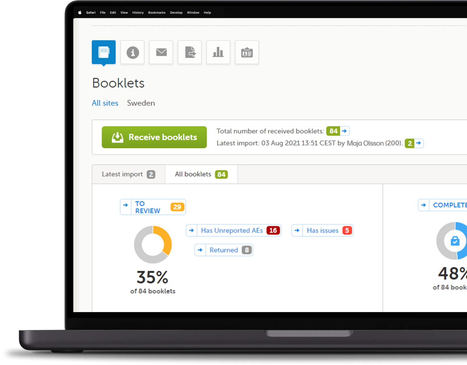 viedoc pms software screen