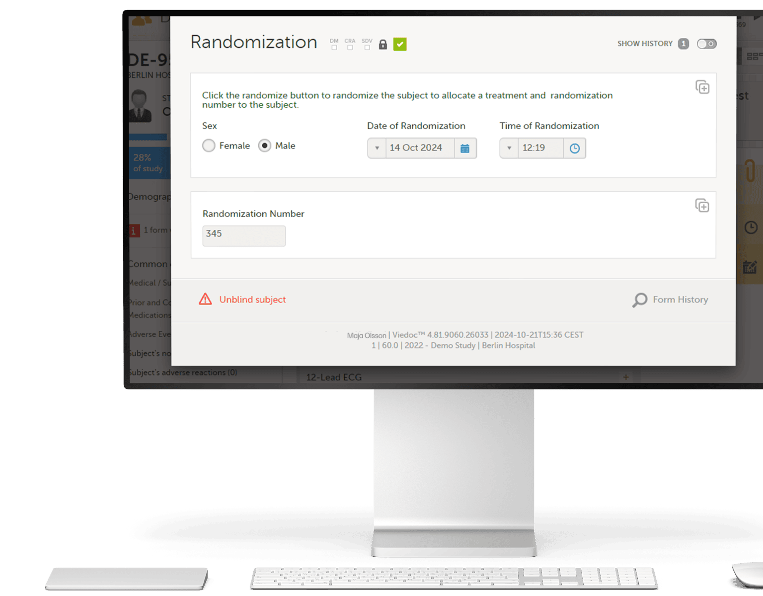viedoc randomization software screen