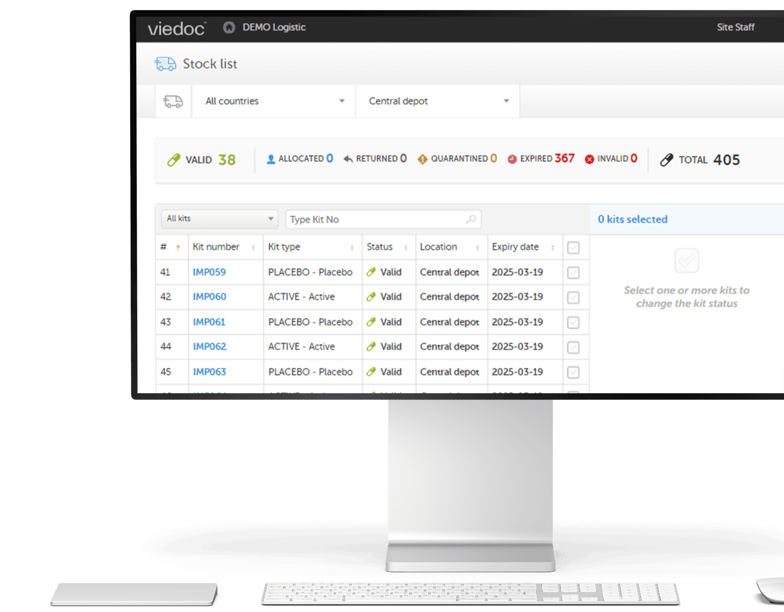 viedoc trial supply management software screen