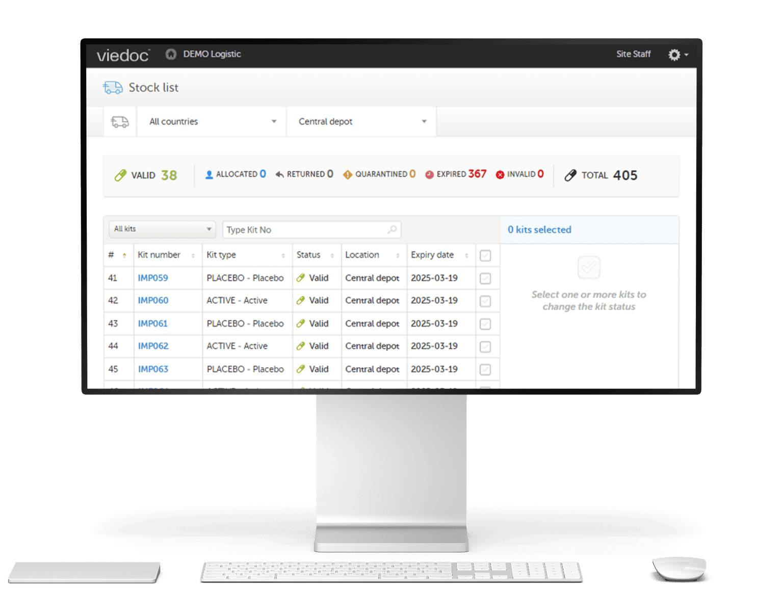 viedoc trial supply management software screen