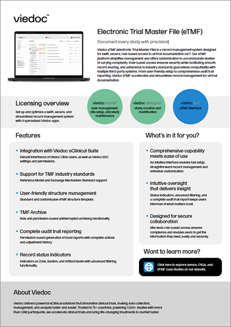 eTMF product sheet