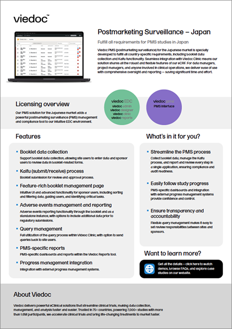 Postmarketing Surveillance - Japan product sheet