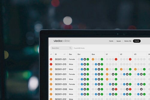 Laptop displaying the Viedoc Clinic interface, illustrating how cloud technologies like data pipelines and data lakes streamline data collection, processing, and storage for clinical trials