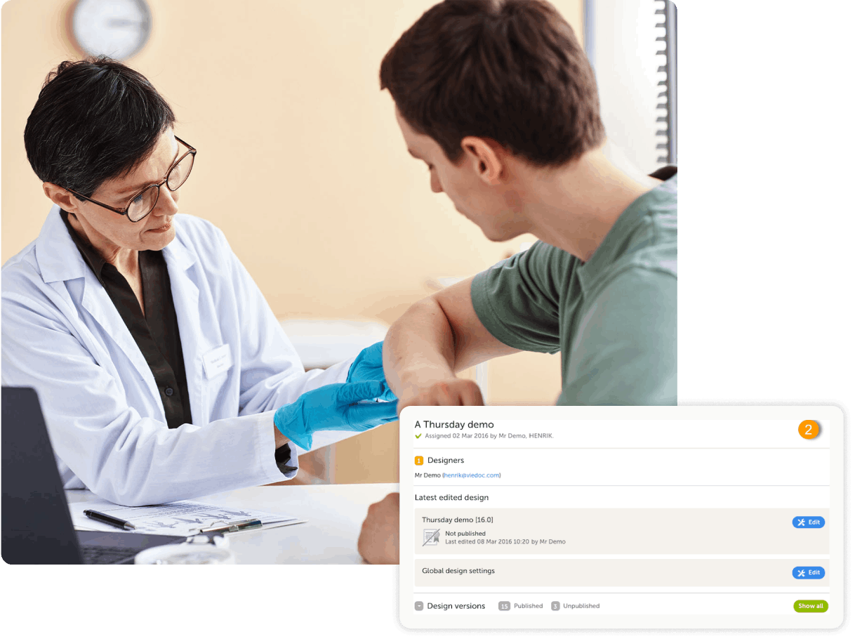 Patient trial with designer UI