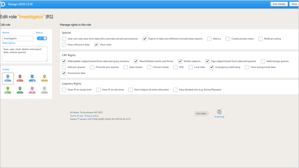 Roles settings and access